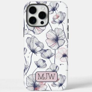 Coque iPhone 16 Pro Max Classy Moderne Floral Botanique Monogrammed iPhone