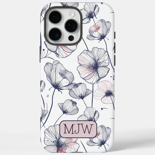 Coques Case-Mate iPhone Classy Moderne Floral Botanique Monogrammed iPhone (Verso)