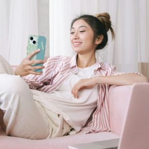 Coque Case-Mate iPhone Classy Pretty MONOGRAM A BABY BLUE FLORAL chic