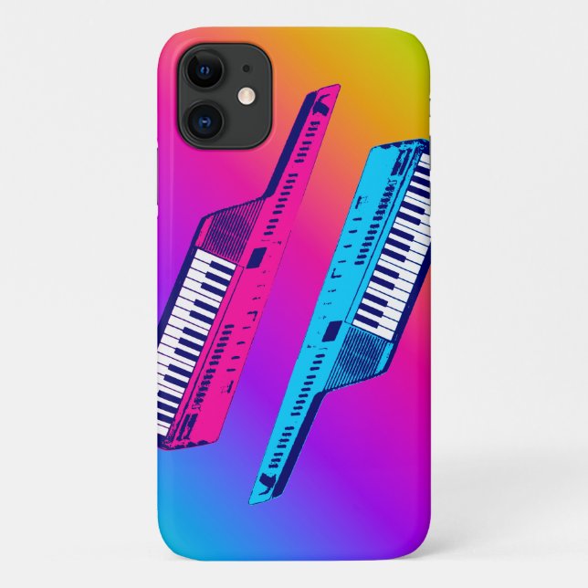 COQUES Case-Mate iPhone CLAVIERS SYNTHÉTISATEURS RETROWAVE (Dos)