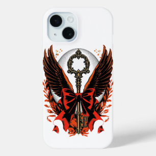 Coque Case-Mate iPhone Clé de fond en velours gothique avec ailes et lune