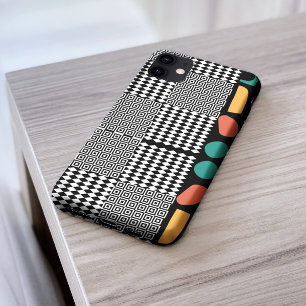 Coque iPhone 16 Pro Max Clé grecque noir et blanc élégante et colorée Abst