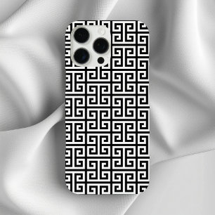 Coque iPhone 16 Pro Max Clé grecque noire et blanche