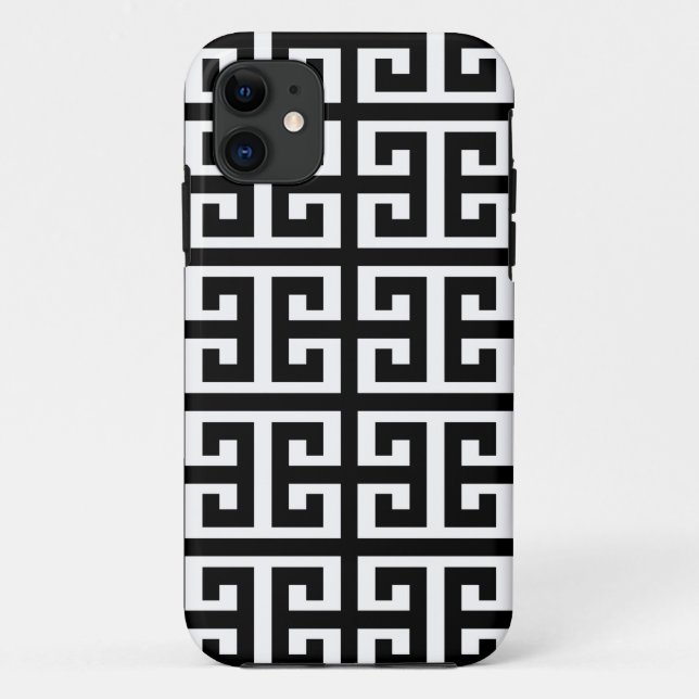 Coques Case-Mate iPhone clé noire blanche grecque (Dos)
