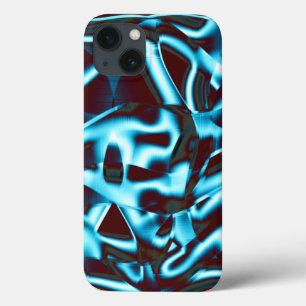 Case-Mate iPhone Case Clear cyan shades in abstract ribbons up dark red