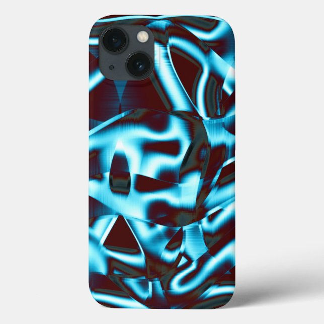 Coques Case-Mate iPhone Clear cyan shades in abstract ribbons up dark red (Verso)