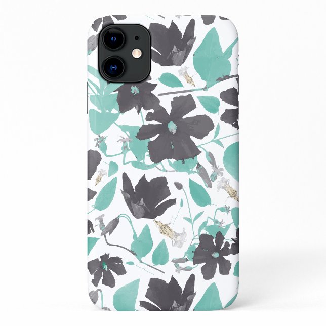 Coques Case-Mate iPhone Clematis Turquoise Aquarelle Fleurs (Clematis Teal Watercolor Flowers Case-Mate iPhone Case from Studio Posies. )