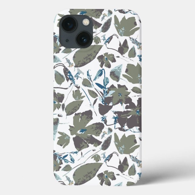 Coques Case-Mate iPhone Clematis Vin Aquarelle Vert Bleu Floral (Verso)
