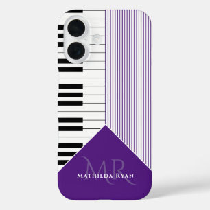 Coque Pour iPhone 16 Clés de piano classiques royal violet