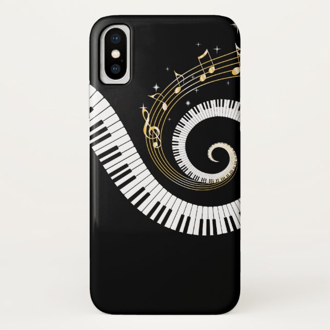 Coques Case-Mate iPhone Clés de piano et notes de musique d'or (Dos)