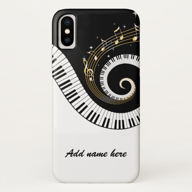 Coques Case-Mate iPhone Clés de piano et notes de musique d'or (Dos)