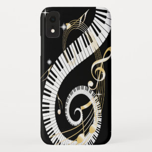Coques Pour iPhone Clés de piano et notes d'or de musique