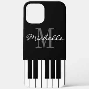 Coques Pour iPhone Clés de piano noir et blanc monogramme iPhone 12