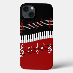 Coque Case-Mate iPhone Clés et notes de piano noir rouge élégant