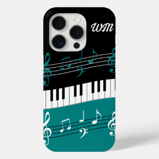 Coque Case-Mate iPhone Clés et notes de piano Turquoise noir blanc