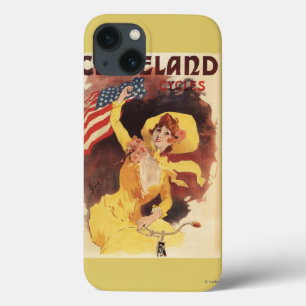 iPhone 13 Case Cleveland va à vélo la fille américaine en jaune