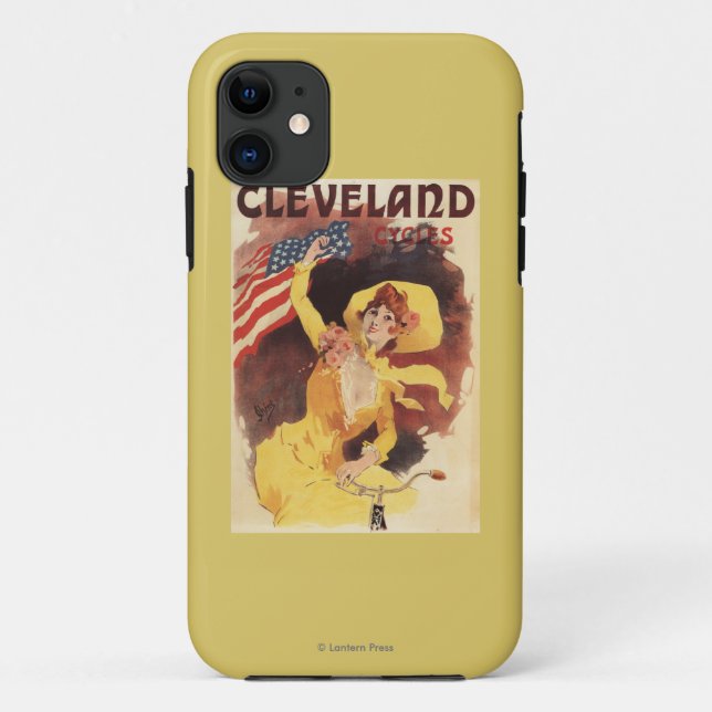 Coques Case-Mate iPhone Cleveland va à vélo la fille américaine en jaune (Dos)