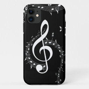 Case-Mate iPhone Case Climacic G Clef Musique blanche sur le noir