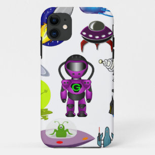 Coque iPhone 11 clip d'art spatial aliens