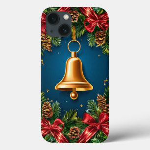 Case-Mate iPhone Case Cloche de Noël dorée entourée de rouge festif Bo