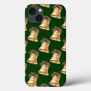 Etui iPhone 13 Cloche dorée de Noël vintage, Vœux de la saison