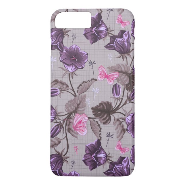 Coques Case-Mate iPhone cloches de main violettes et motif de papillons (Dos)