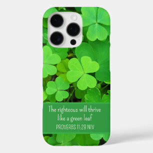 Coque iPhone 16 Pro Cloches vertes Photo Prospérité Bible Verse mignon