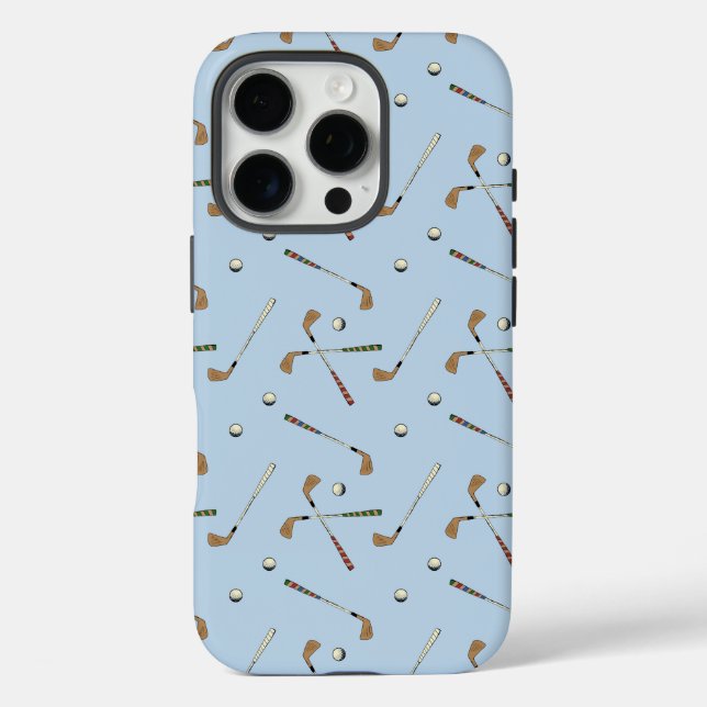Coques Case-Mate iPhone Club de golf moderne Ball Motif bleu clair (Verso)