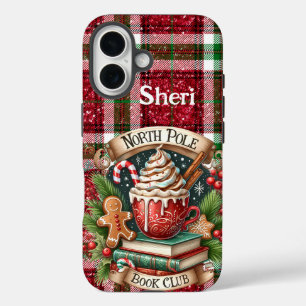 Coque Pour iPhone 16 Club de livre personnalisé du pôle Nord Noël Plaid