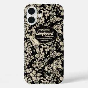 Coque Pour iPhone 16 Plus Club Surf Hibiscus Hawaiian Black