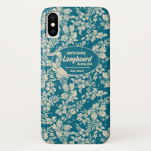 Coques Case-Mate iPhone Club Surf Longboard Logo et Hibiscus Hawaiian (Dos)