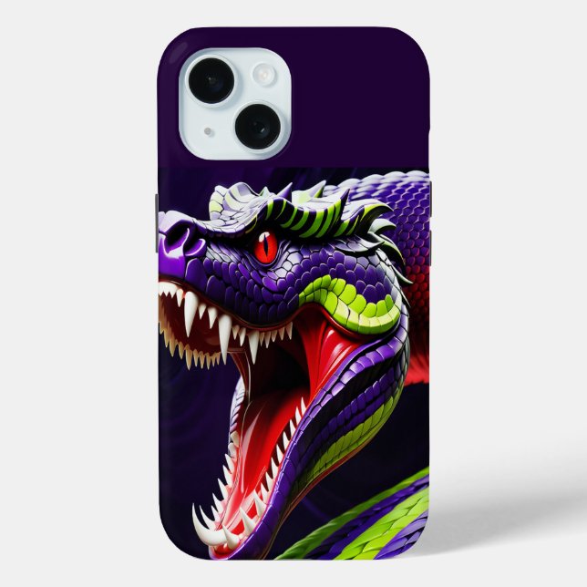 Coques Case-Mate iPhone Cobra serpent avec écailles vertes et violettes vi (Verso)