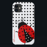 Coque Case-Mate Pour iPhone Coccinelle personnalisée de rouge de point de<br><div class="desc">Coccinelle mignonne personnalisée de rouge de point de polka</div>