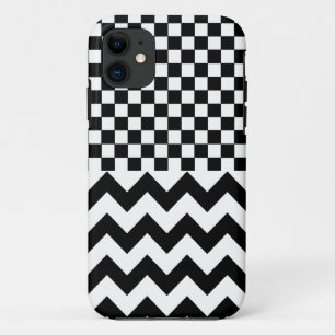Coque iPhone 11 coché & chevron ~ motifs noirs