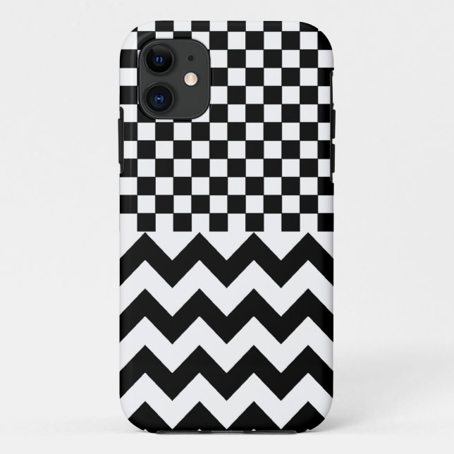 Coques Case-Mate iPhone coché & chevron ~ motifs noirs (Dos)