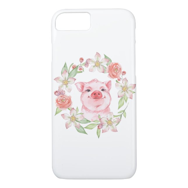 Coques Case-Mate iPhone Cochon et fleurs (Dos)