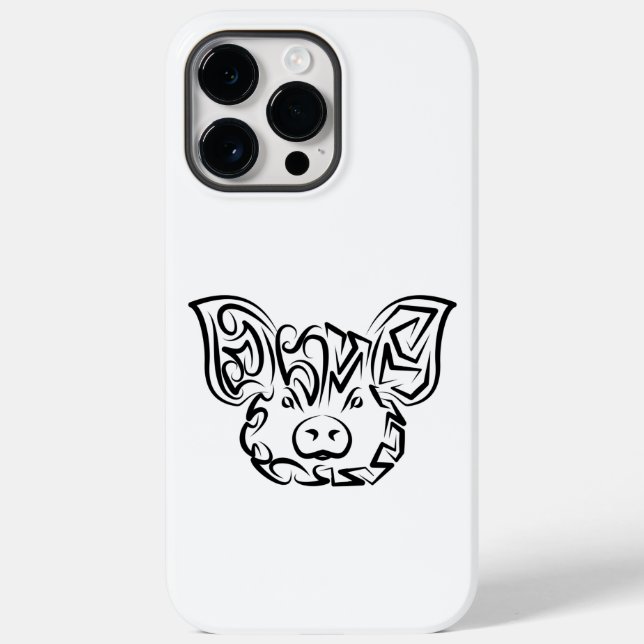 Coques Case-Mate iPhone Cochon tribal noir et blanc (Verso)