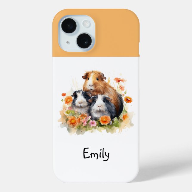 Coques Case-Mate iPhone Cochons d'Inde Fleurs Mignons Fantaisistes Personn (Verso)