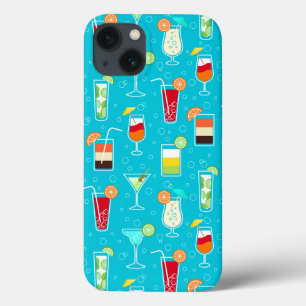 Coque Case-Mate iPhone Cocktail Motif sur Arrière - plan Turquoise