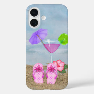Coque Pour iPhone 16 Cocktail Seashore et tongs
