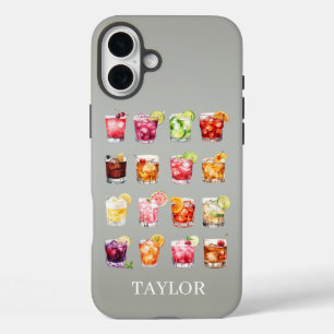 Coque Pour iPhone 16 Plus Cocktails à gogo Monogrammés