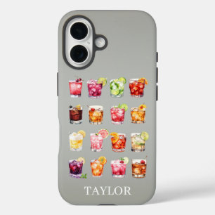 Coque Pour iPhone 16 Cocktails à gogo Monogrammés