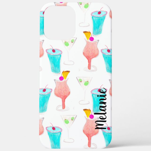 Coques Case-Mate iPhone Cocktails Boissons Aquarelle  Monogrammées  (Verso)