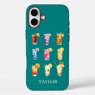 Coque Pour iPhone 16 Plus Cocktails Cocktails Cocktails Monogrammés