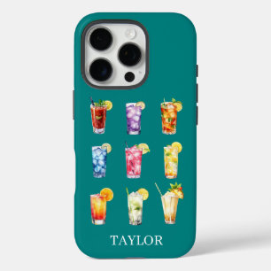 Coque iPhone 16 Pro Cocktails Cocktails Cocktails Monogrammés