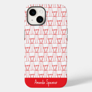 Coque Case-Mate iPhone Cocotiers en silhouette rouge, mignons et élégants