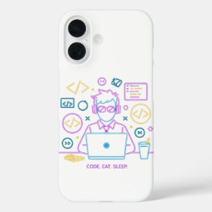 Coque Pour iPhone 16 Code. Manger. Dormir.