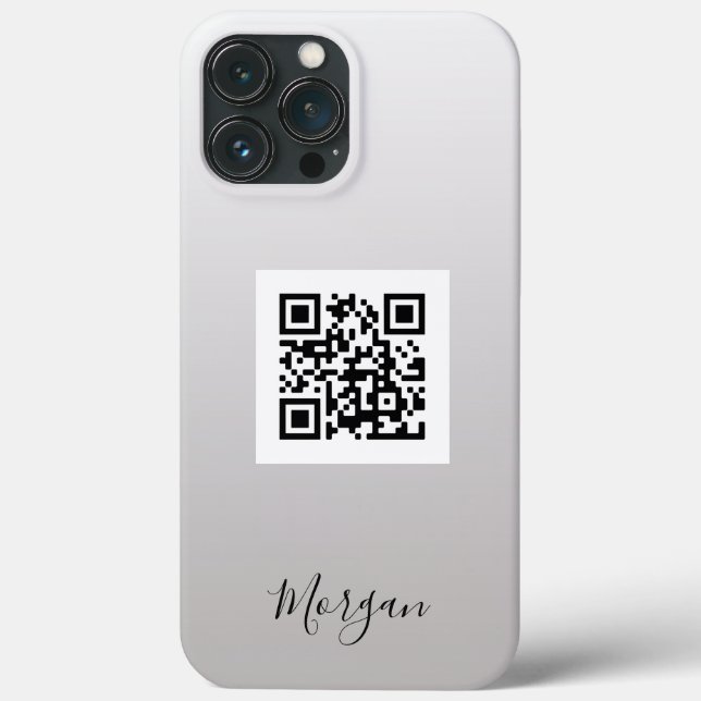 Coques Case-Mate iPhone Code QR, Logo, Art ou Photo Nom Blk Dégradé Gris (Verso)