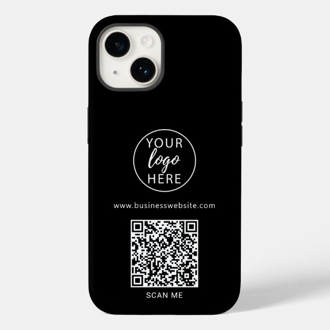 Coques Case-Mate iPhone Code QR personnalisé pour entreprise noire (Verso)