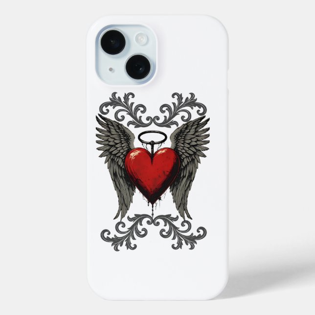 Coques Case-Mate iPhone Coeur ailé avec Halo - Gothique Angel Love Design (Verso)